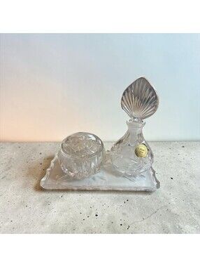 Princess House Germany LEAD Crystal Perfume Bottle Tray Jar Vanity Set of 3